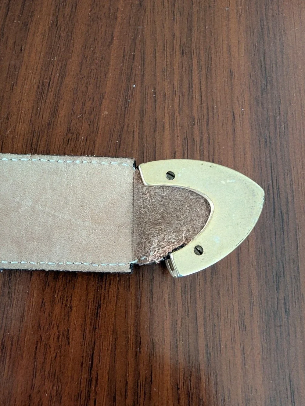 Vintage Streets Ahead Brown Leather Brass Belt Size Small 32340 Santa Monica CA